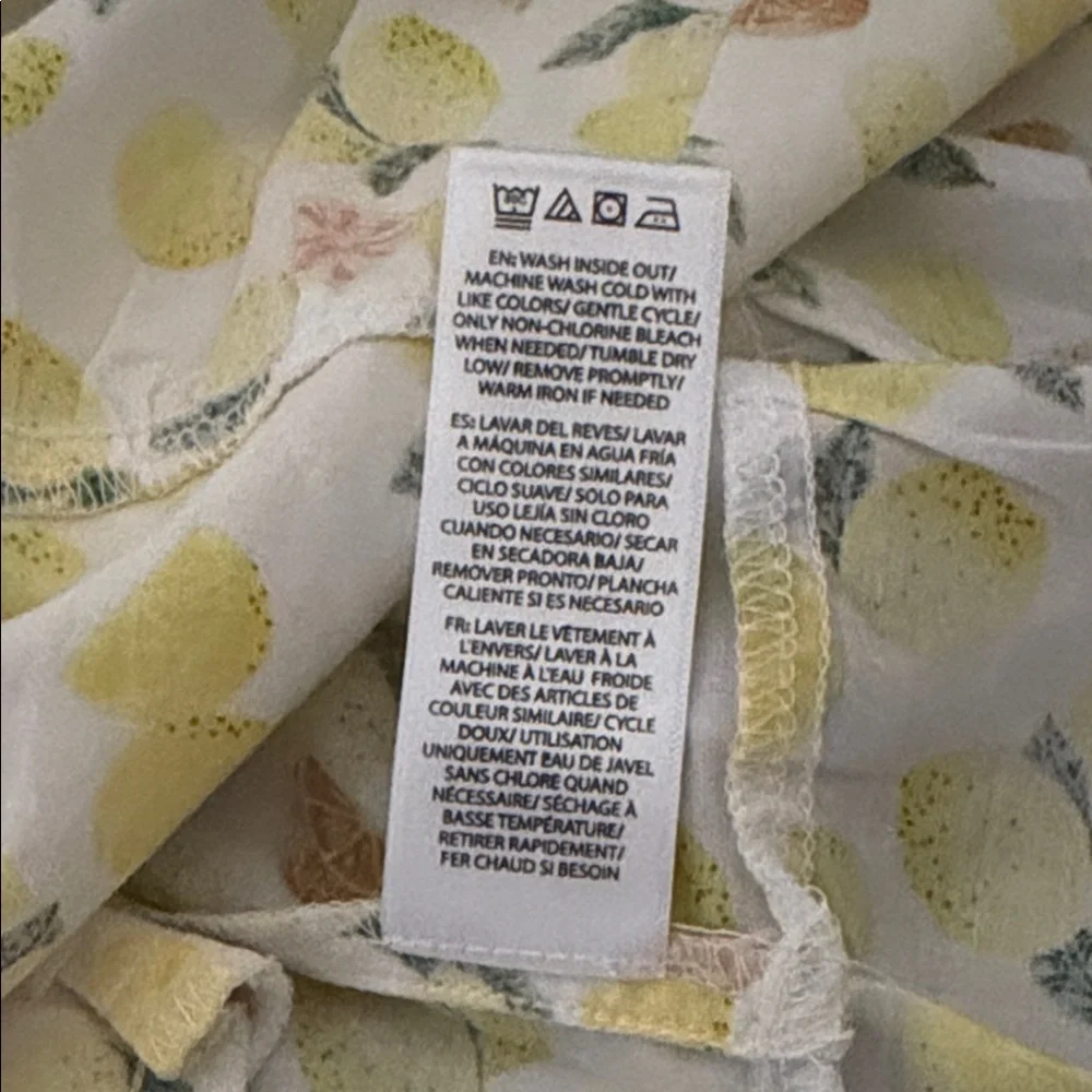 Lemon Print Tiered Smock Midi Sundress Size Large Cottagecore Preppy